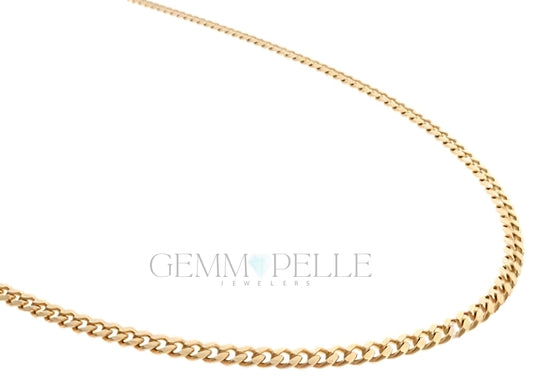 14k Yellow Gold Solid Thin Miami Cuban Link Chain 22 Inches 2.5mm