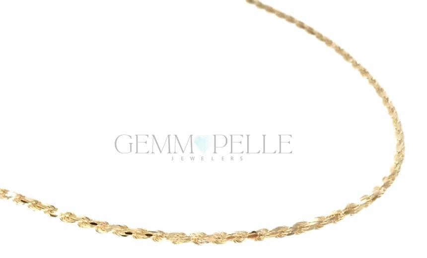 14k Yellow Gold Diamond Cut Solid Rope 20 Inches 2.5mm