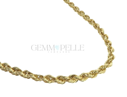 10k Yellow Gold Hollow Rope Link Chain 22 Inches 5mm