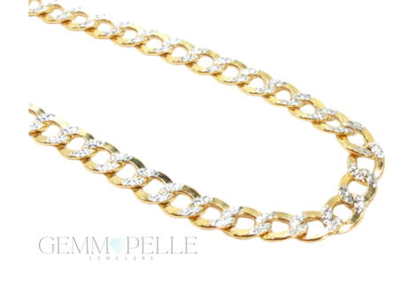 10k Yellow Gold Diamond Cut Solid Curb Link Chain 24 Inches 3.5mm